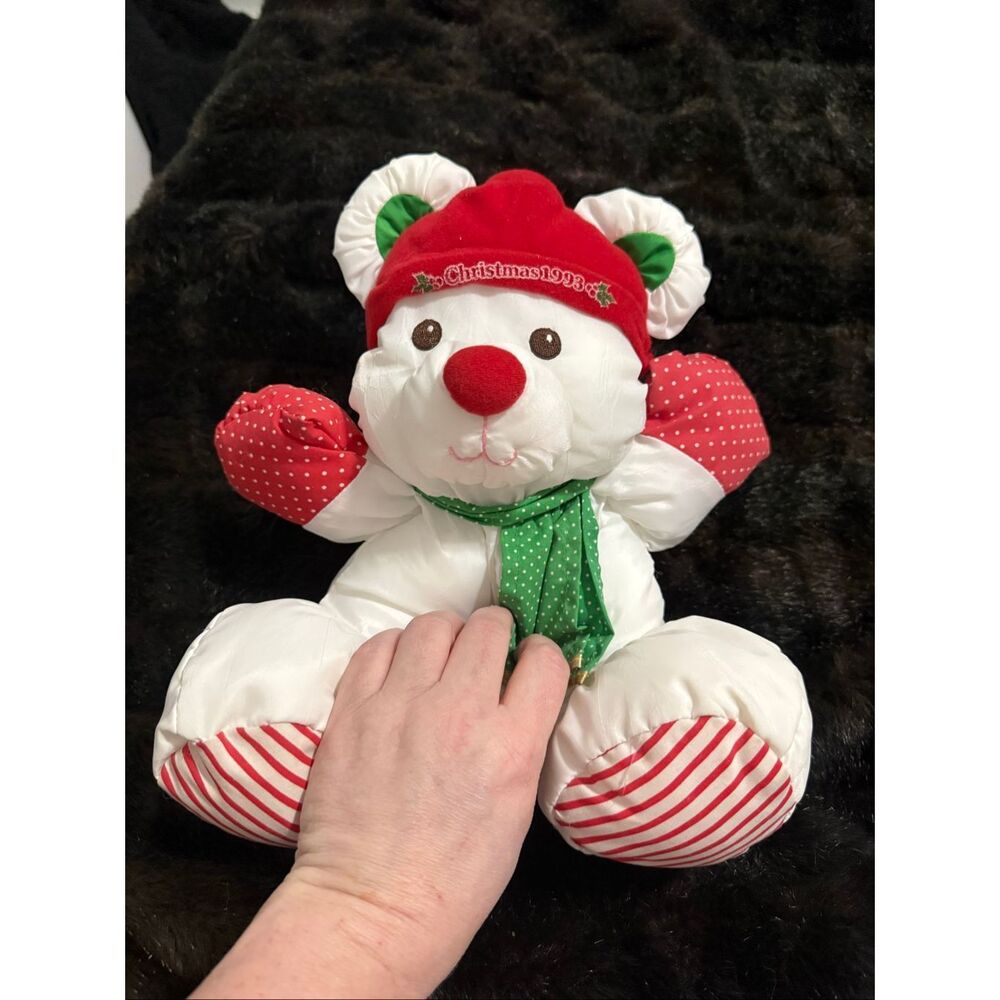 Puffalump Christmas Mouse 1993 Stocking Cap Nylon Red White Green Holiday